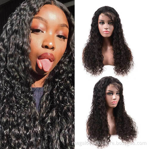 100% human hair lace wig water wave frontal wig 150% 180% density